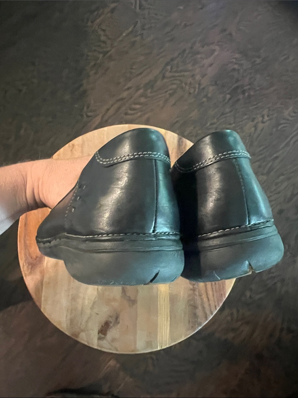 Structure Black Leather Rounded-Toe Ballet Flats - Picture 7 of 8